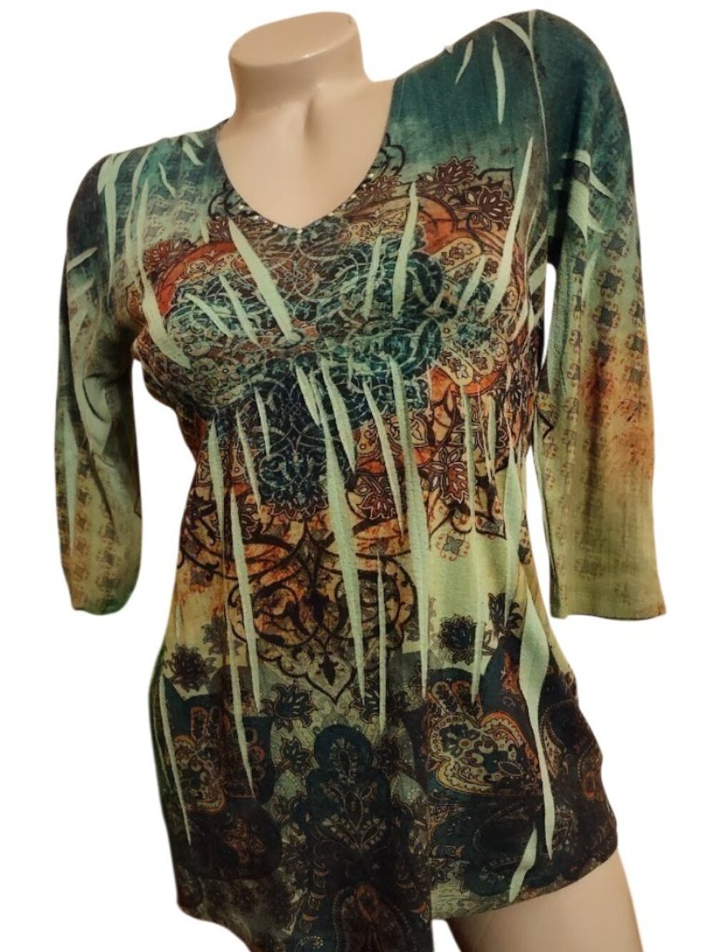 Women's Unity World Wear green shirt tunic top sz PS
